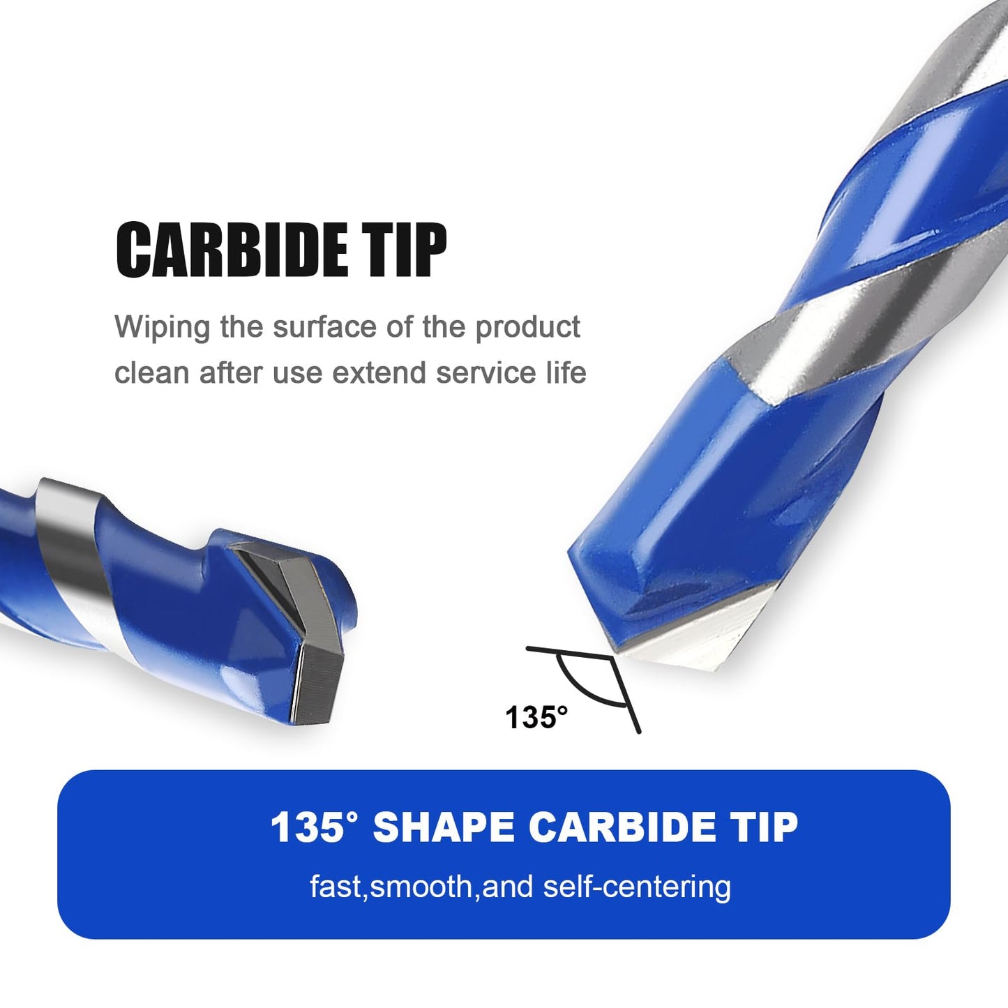 5 Pack 5/32 inch Concrete Drill Bit Set,Masonry Drill Bit Set with Hex Shank,Carbide Tip Drill Bits for Concrete, Tile,Brick, Plastic, Cement (5/32"（5 Pcs）)