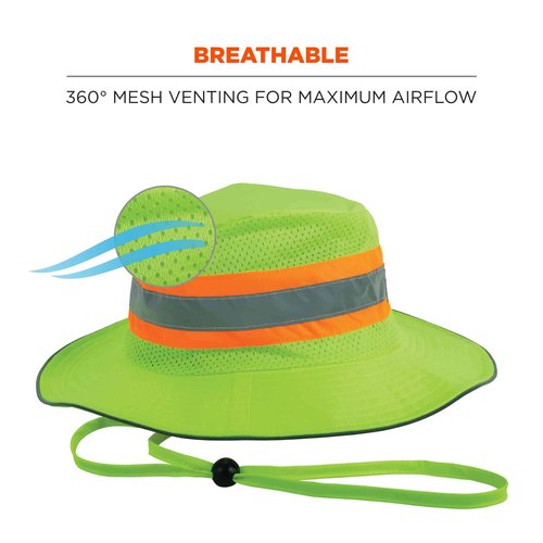 Ergodyne Mens Hi-vis Ranger Sun Hat - Pva Tools, Factory, Large-X-Large US
