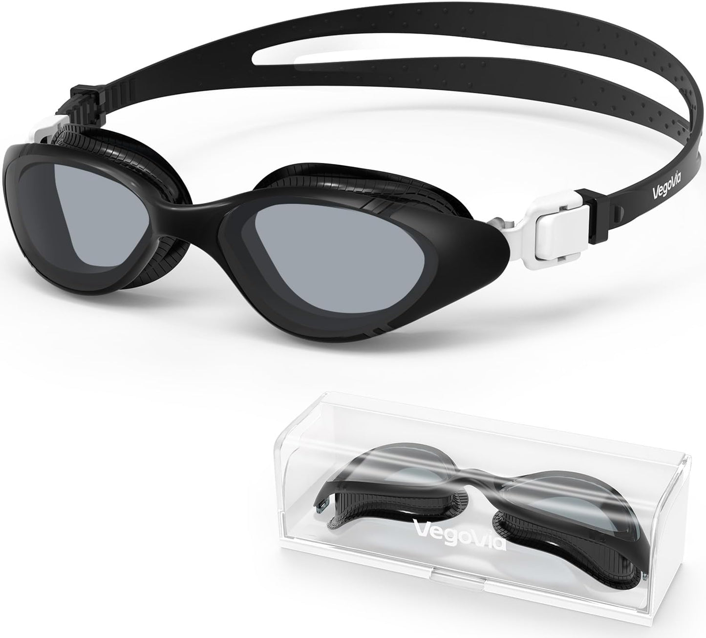 VegoVia Adult Swim Goggles - Anti-Fog UV Protection for Men & Women | Includes Carry Case