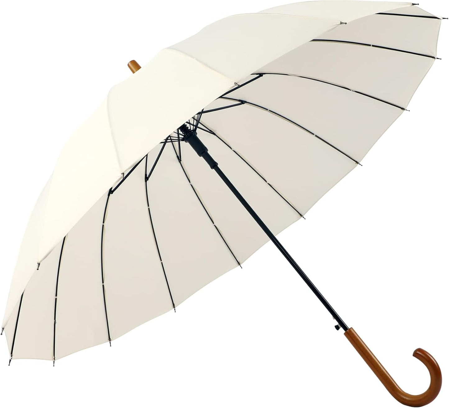 SoulRain 48" Windproof Stick Umbrella - Auto Open with Classic Wood Handle | Fashionable Solid Color