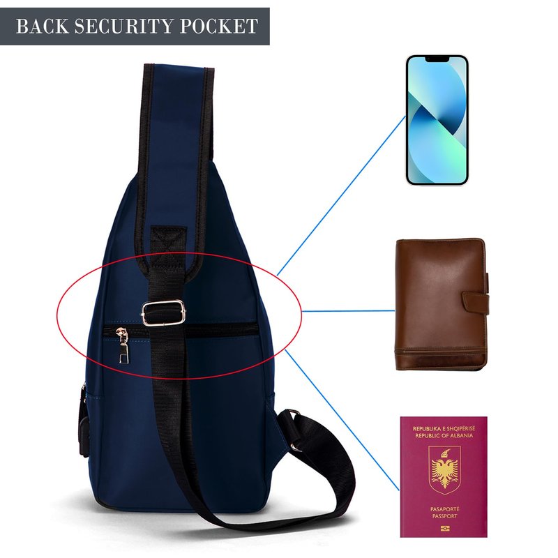 Seoky Rop Men Women Sling Backpack Nylon Water Resistant Shoulder Chest Crossbody Sling Bag with USB Charging Port Black