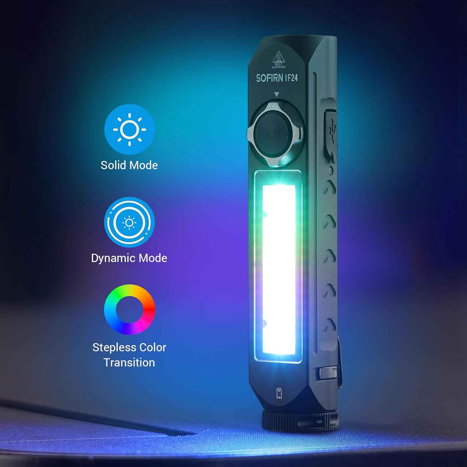 1800LM Rechargeable LED Flashlight - Sofirn IF24 Pro, Waterproof & Magnetic for Camping & Emergencies