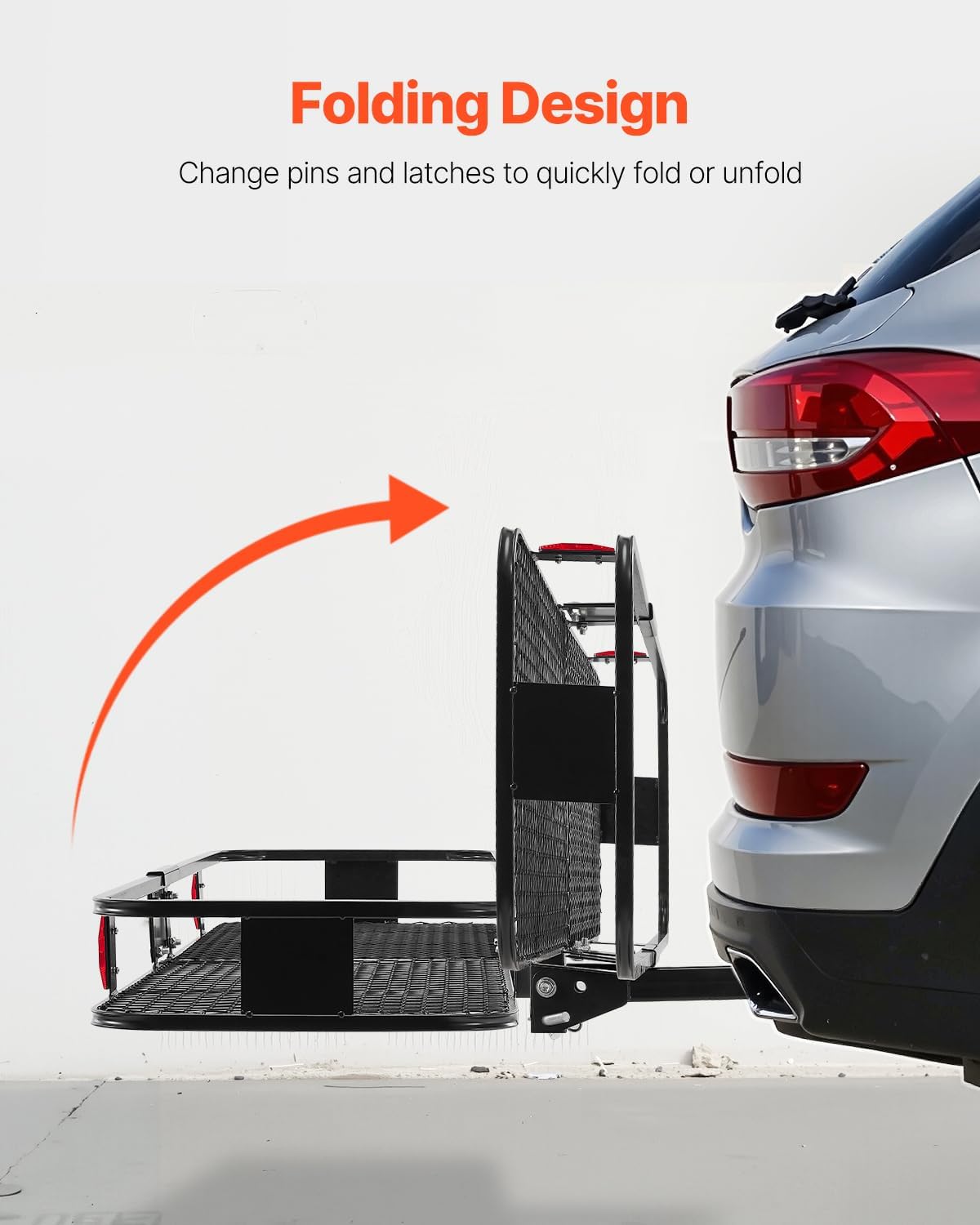 VEVOR Hitch Cargo Carrier - 500 lbs Capacity with Waterproof Cargo Bag & Net | 60"x20"x6" Folding Design for SUVs