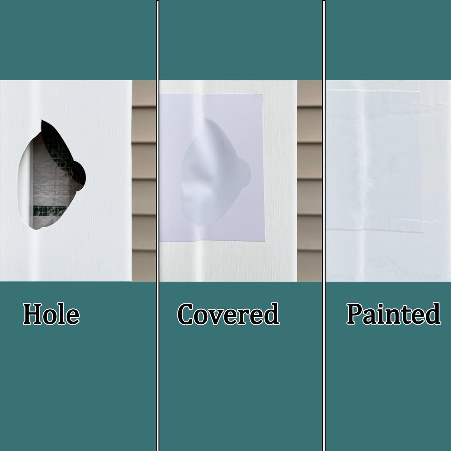 FAILUN Vinyl Siding Repair Kit 24Pcs 6.3X4.75Inch Self-Adhesive Vinyl Siding Patch PVC Tape Cover Any Cracks Holes Blemishes on Vinyls Sidings Fence Tools Home Skirting