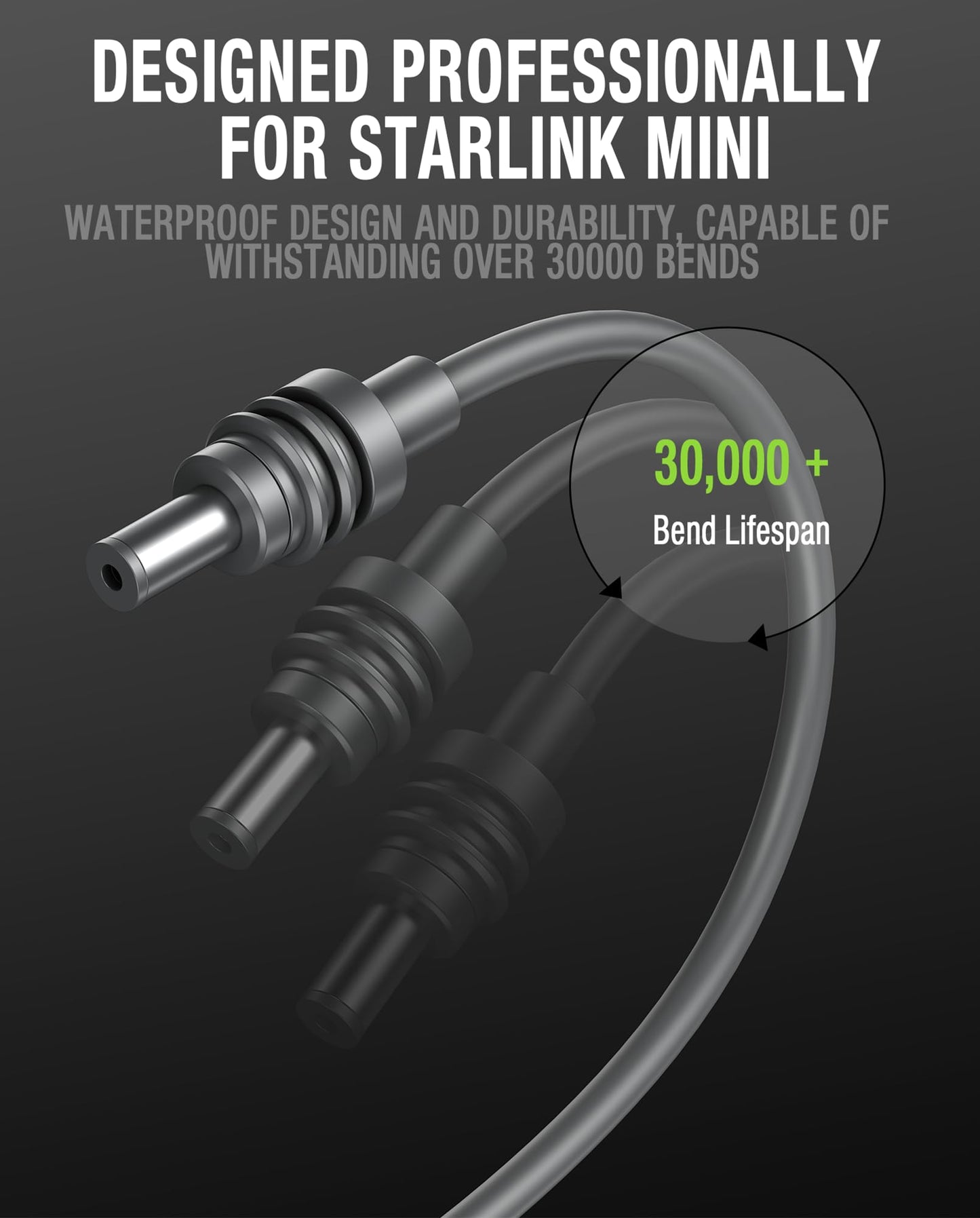 ALIENSX DC Power Cable for Starlink Mini, Reliable Replacement Cord for Starlink Mini Cable Extension Outdoor Accessories Waterproof, Gray (46M/150FT)