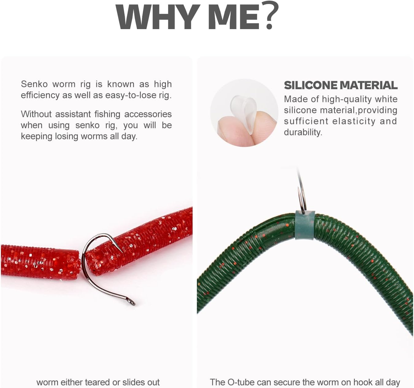 Wacky Worm O-Rings - Heavy-Duty Silicone Senko Bait Protector | Prevents Bass from Ripping Soft Plastics | 180/150/120 Packs