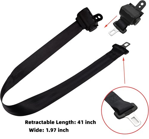 Bravokit Retractable Golf Cart Seat Belts Kit, Universal Retractable Seatbelts Fits Club Car EZGO TXT&RXV Yamaha Drive Club Car DS (Set of 2)