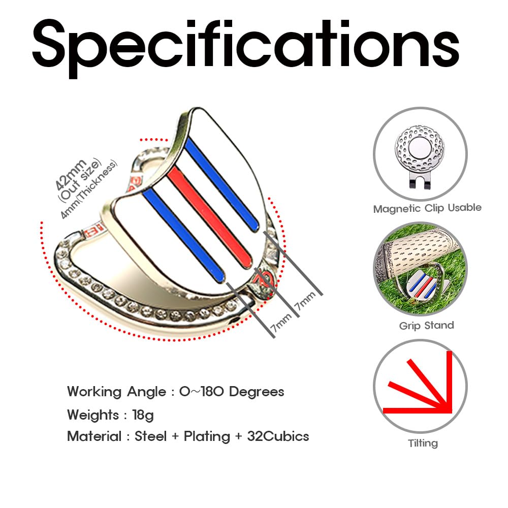 BIRDIE79, Golf Ball Line Marker Tool Kit Set. 360 Degree 3-Line Plus Vertical Line Putting Alignment & Triple Track Standing Ball Marker with Adjustable Tilt Angle, Confidence Liner Accessories.