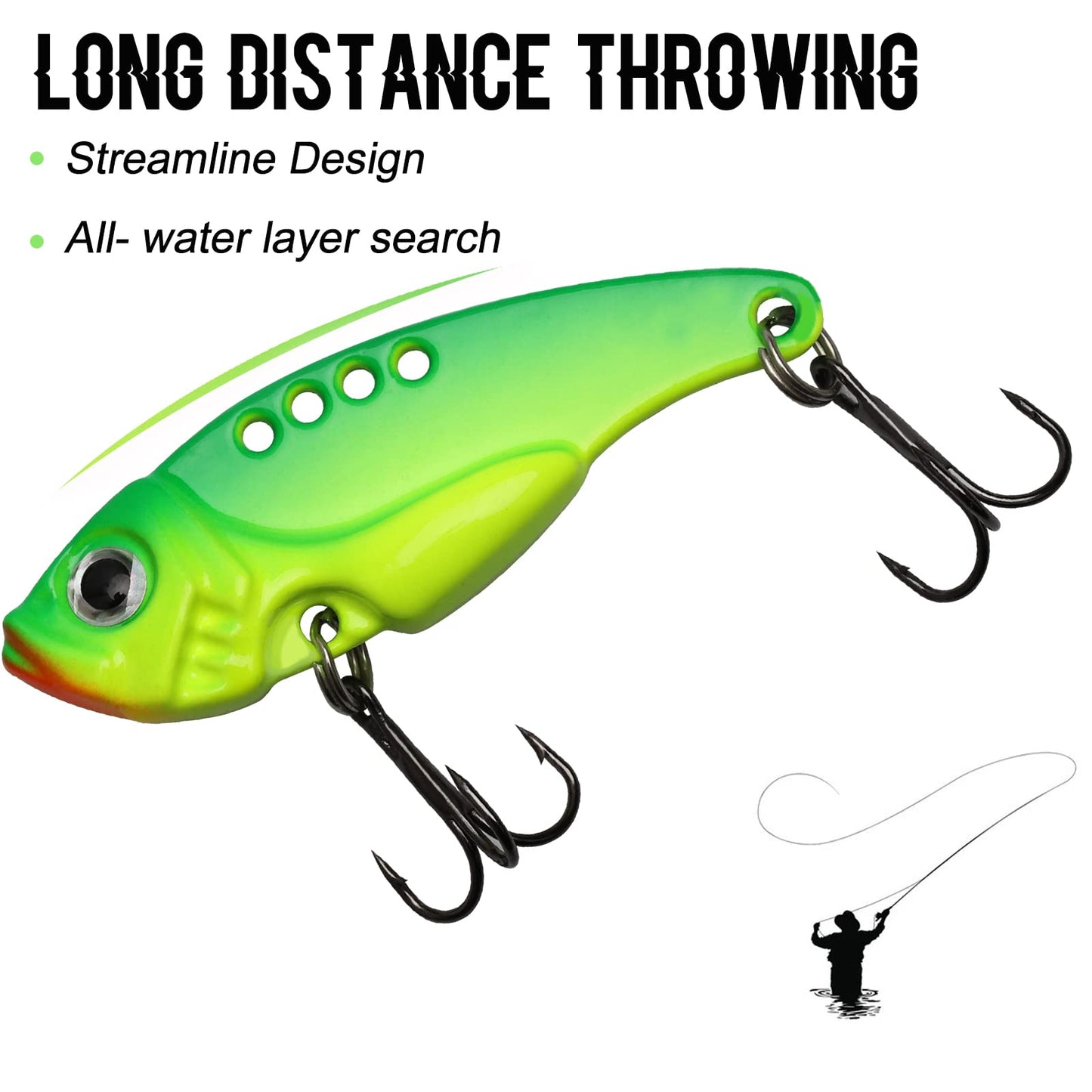 Dovesun 15pcs Blade Bait Fishing Lures Fishing Spoons Lures Fishing Swimbait for Bass, Crappie, Trout Walleye Type 1