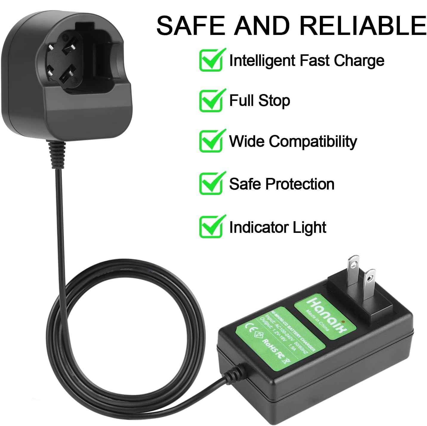 Hanaix 7.2V Max Ni-MH Charger Fit for Dremel 7700-01 7700-02 and Compatible with Dremel Battery 5000 755-01 757-01 7300 New