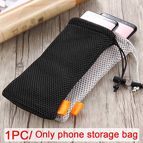 Nylon Mesh Drawstring Bag - 5.5 Inch, Black Storage Pouch