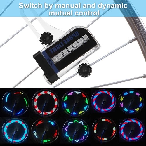 Keenso Mountain Bike Spoke Lights, Dual Side 14LED RGB Rechargeable Mini LED Wire Lamp for Night Riding Safety and Commuting