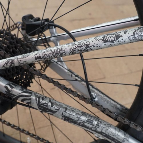 Riesel Design - Bike Rear Triangle Frame Protection Tape, for Chainstays and Seatstays, Protection Against Scratches and Abrasions - Easy Installation, No Tools Required - Chain:Tape 3000 - Vanlife