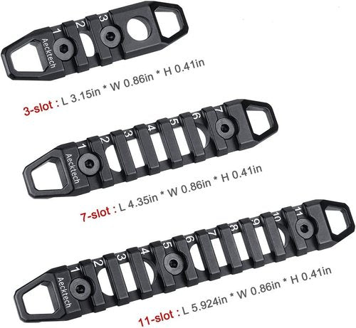 Aecktech Aluminum Rail Section Accessories - Compatible with MMlocks & KKeymods | 3-Slot, 7-Slot, 11-Slot Options