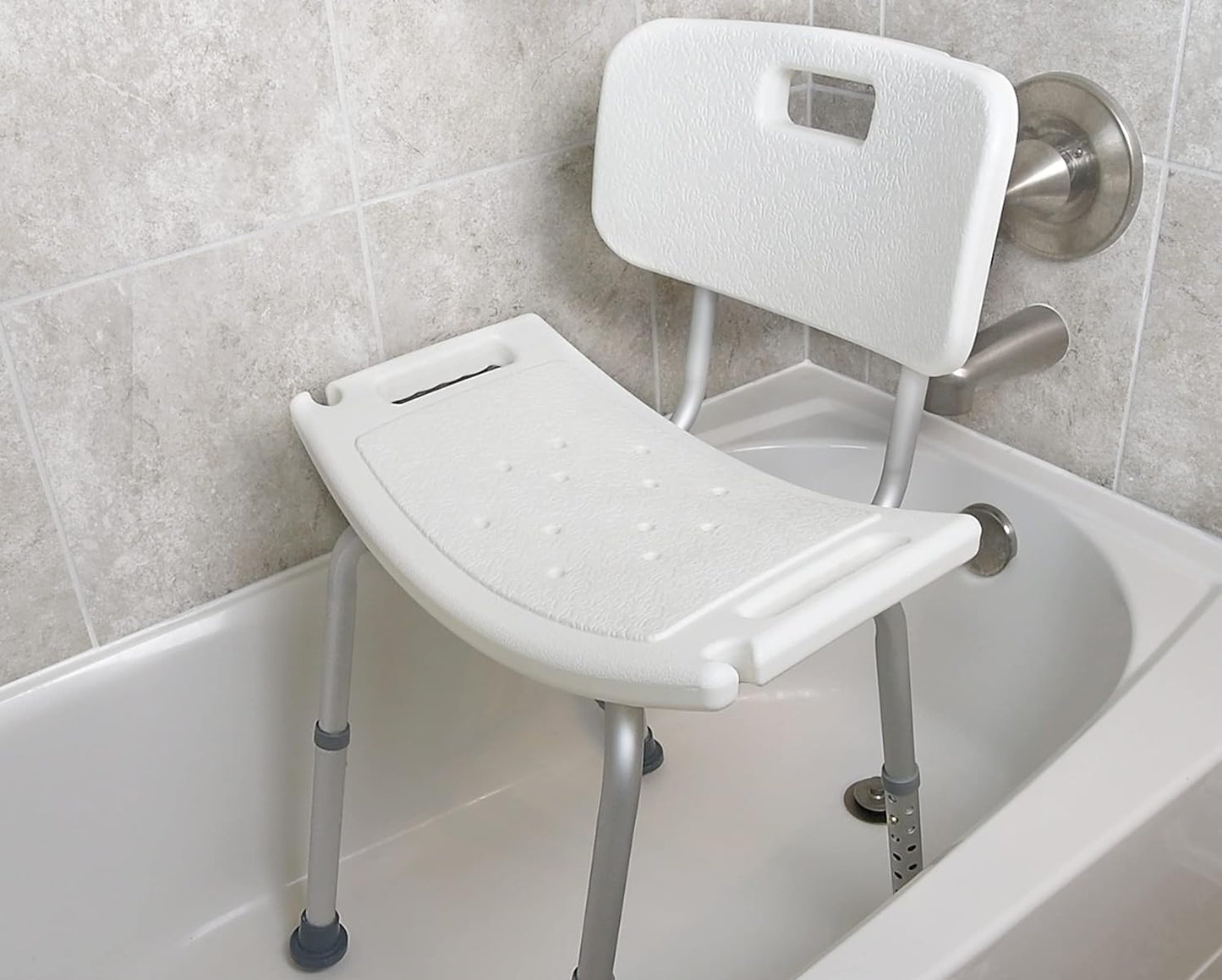 Vaunn Adjustable Shower Chair - Tool-Free Assembly Spa Bathtub Seat Bench with Removable Back