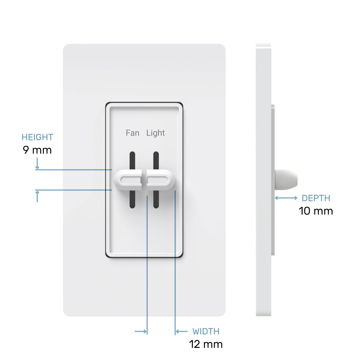 Modern Split Slider Knobs - Made in USA - Compatible with Lutron Skylark Fan Speed & Light Dimmer Control Switch