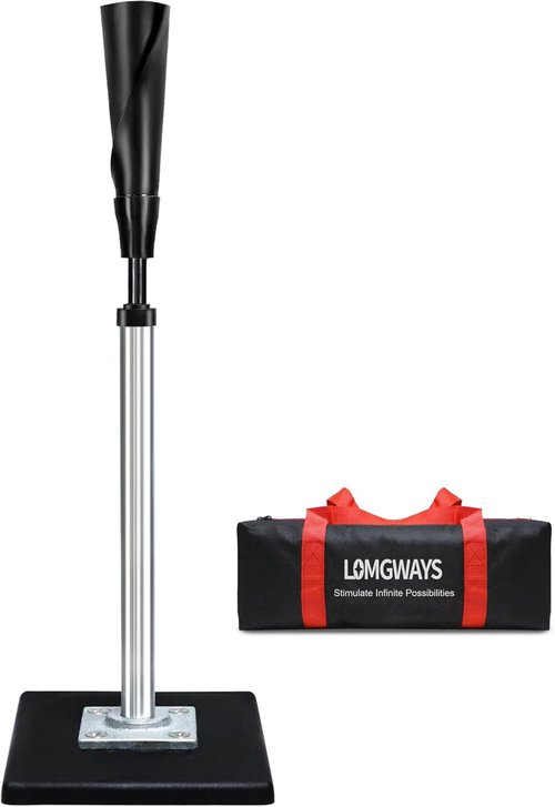 LOMGWAYS Baseball Batting Tee - Height Adjustable 24"-46" | Premium Portable Design with Heavy-Duty Base