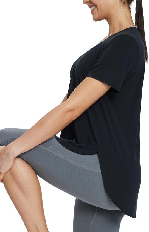 Baleaf Women's Athletic Yoga Shirts - Loose Fit, Quick Dry Short Sleeve Tops for Running & Workouts