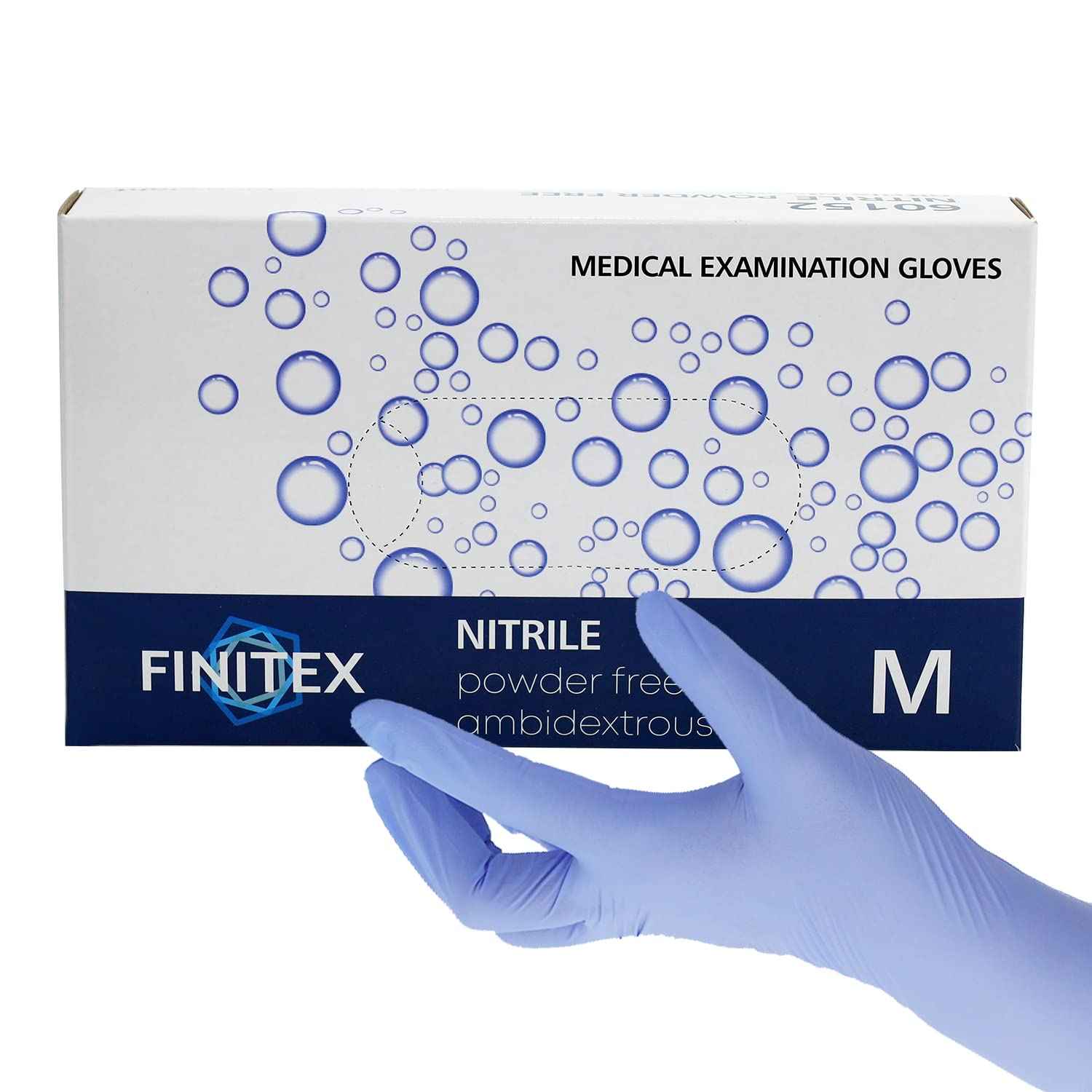 FINITEX Disposable Nitrile Exam Gloves 1000 PCS - 3.2mil Ice Blue Powder-free Latex-Free Examination Home Cleaning Food Gloves (M)