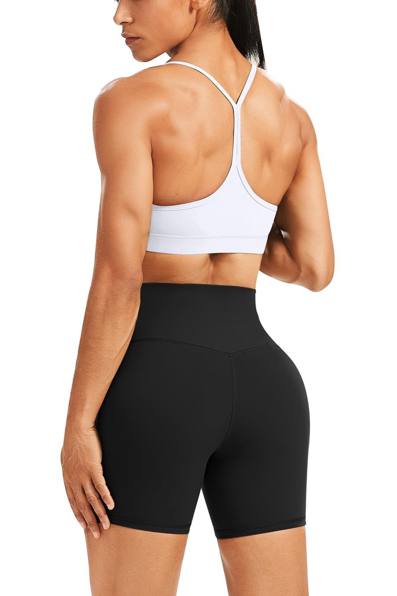 WodoWei Butterluxe Workout Sets for Women 2 Piece Gym Yoga Y-Back Sports Bra High Waist Biker Short Outfits(W316-White-S)