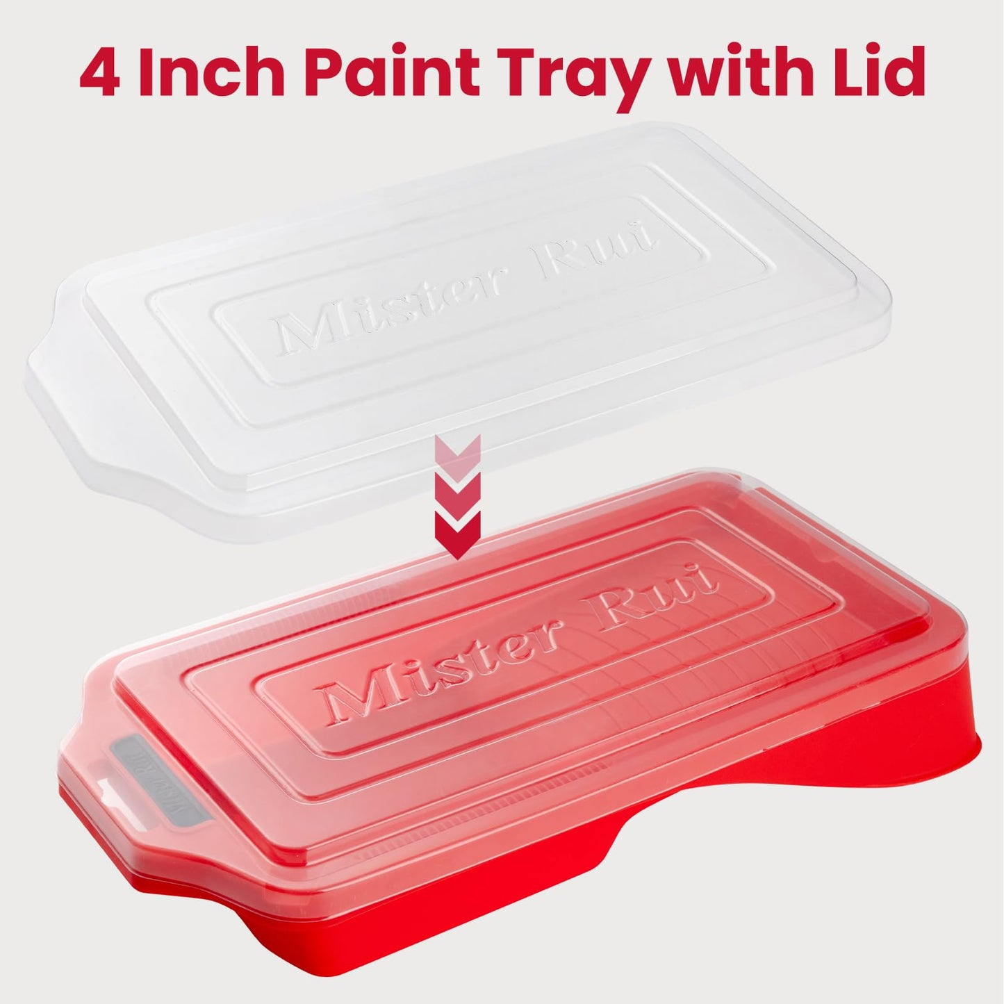 Mister Rui 4 Inch Paint Roller Kit, 12-Piece Professional Tray Set with 6 Microfiber Sleeves, Liner & Cover, Handle, 1.5" Angled Brush - for Walls, Ceilings, Cabinets, DIY & Pro Painting