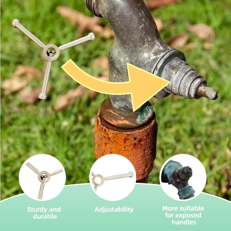 fxnx Adjustable Outdoor Faucet Handle,Hose Bib Handle, Outdoor Garden Faucet, Hose Bib, Round Wheel for 3/8" Or Smaller Exposed Stem Outdoor Faucet Handle Replacement