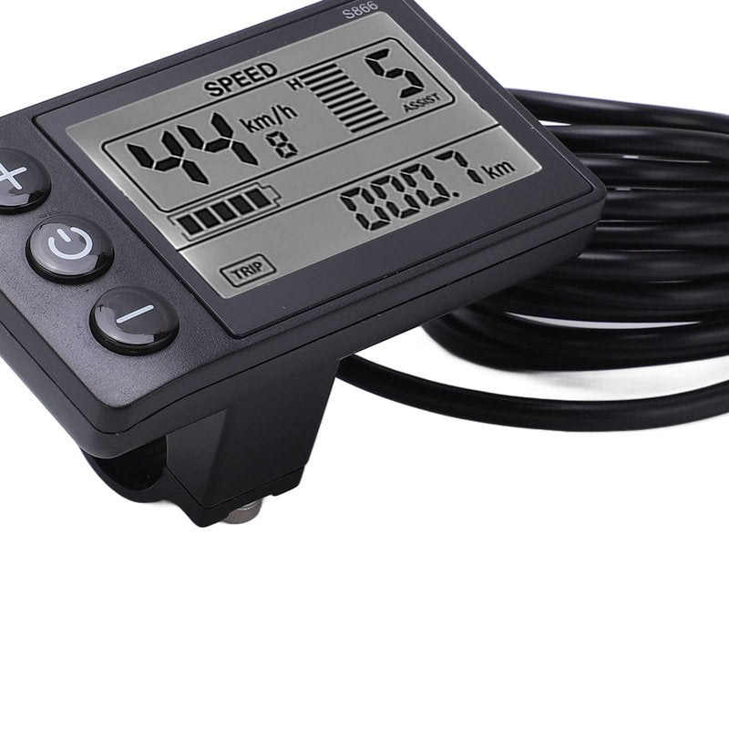 Electric Bikes LCD Display, S866 Electric Bicycles LCD Display Meter 24V 36V 48V Control Panel with Plug Replacement for Electric Scooter Ebikes
