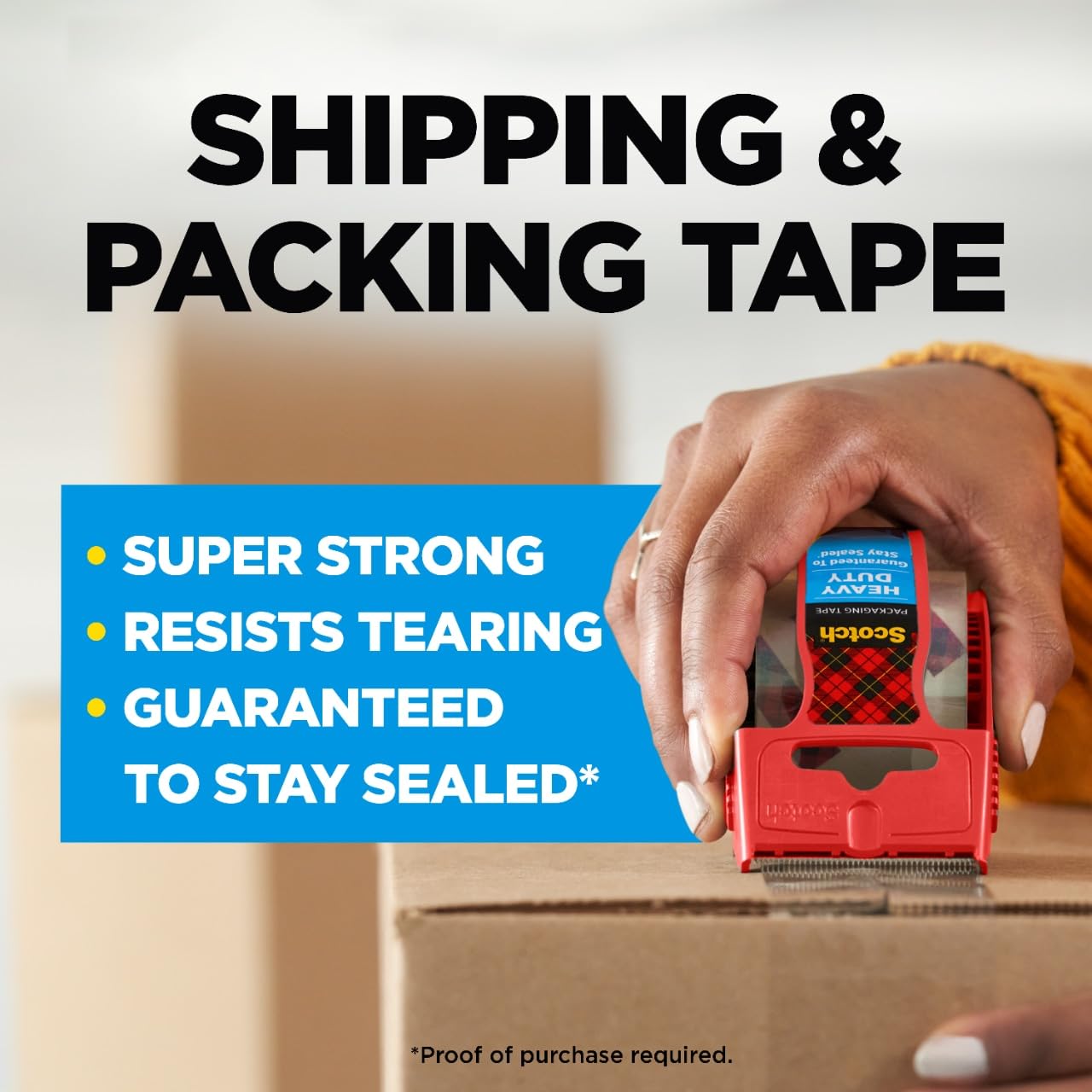 Scotch Heavy Duty Shipping Tape - Clear, 1.88 In. x 27.7 Yd. with Dispenser for Secure Packaging