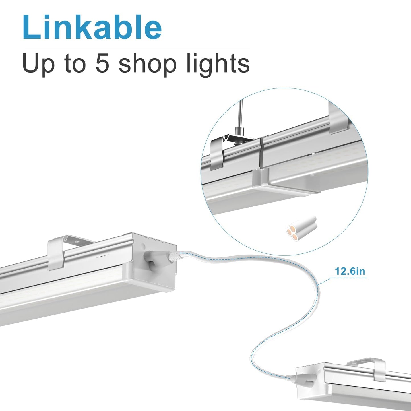 Lightdot 6Pack 4FT LED Shop Light Linkable, 2.5 Inch 52W[Eqv. 400W] Utility Shop Lights, 7500LM, 100-277V, 5000K Garage Lights with 5FT Power Cord, Hanging&Flushmount Integrated Fixture for Workshop