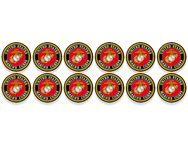 12-Pack U.S. Marines Logo Stickers - 1 Inch Matte Vinyl Decals