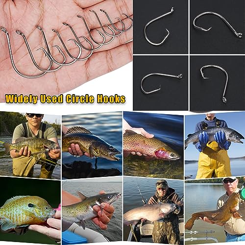 Saltwater Circle Hooks - 2X Strong Black Nickel Fishing Hooks - #4, 100pcs
