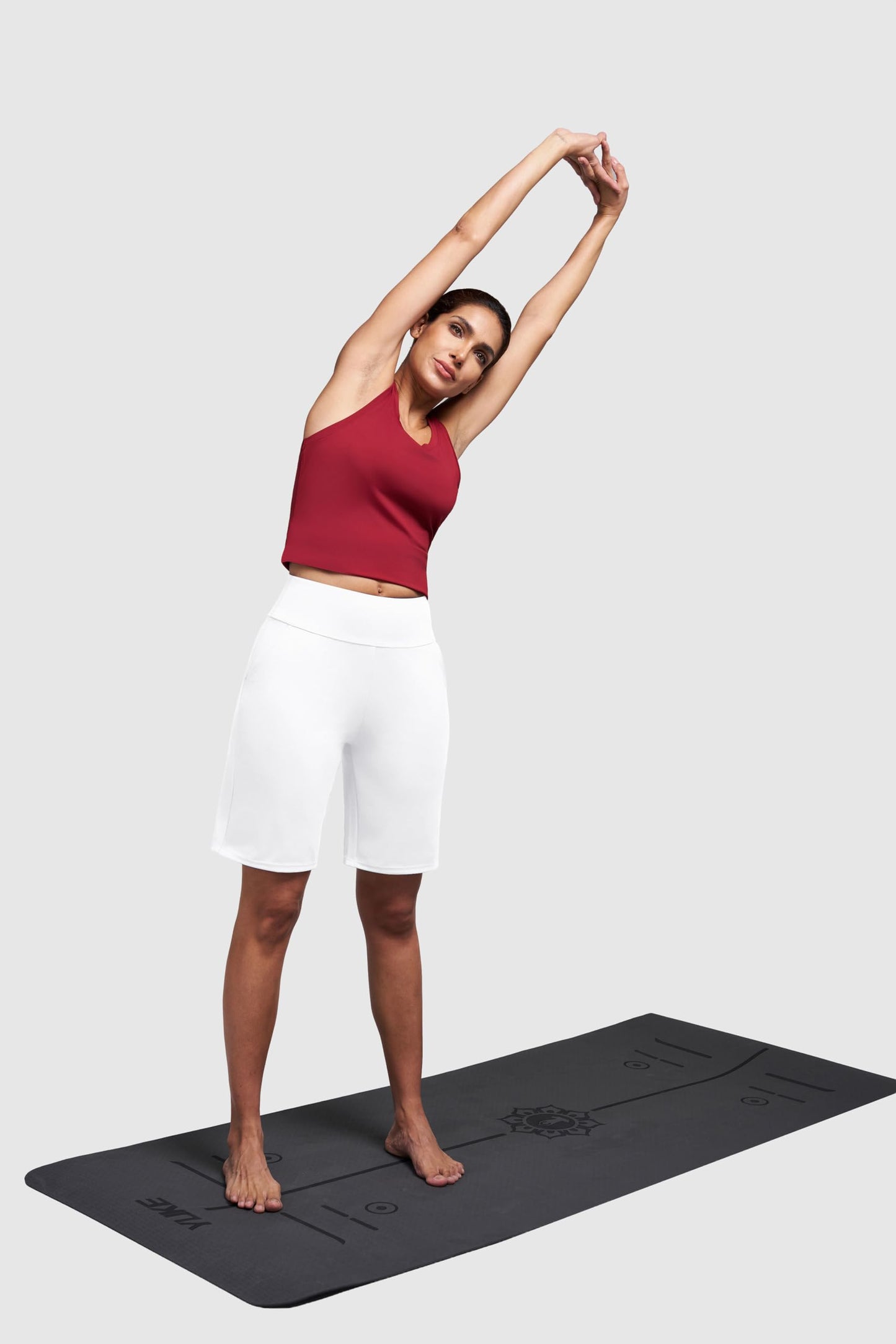 Alaroo Bermuda Athletic Workout Running Long Shorts for Women High Waisted Biker Yoga Hiking Outdoors Gym Track Sports Recreation Clothes White M