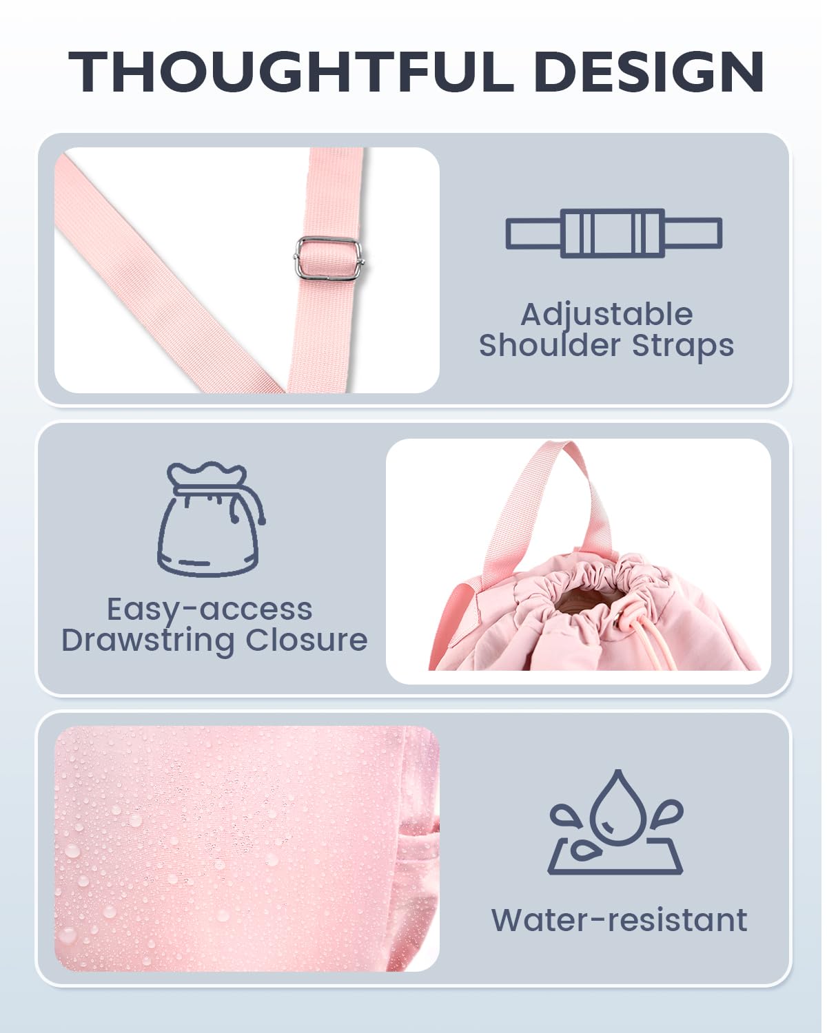 RHDZO Drawstring Backpack Sports Gym Bag with Shoe Compartment and Wet Pocket String Swim Bag for Women Men Beach Backpack, Pink