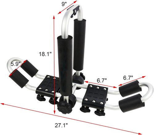 Kayak Roof Rack - 2-in-1 Aluminum Folding J Bar Carrier for SUVs & Trucks | Includes 8 Ratchet Ties