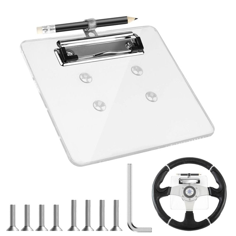 Archerest Golf Cart Steering Wheel Scorecard Holder with Pencil Holder for Club Car/EZGO TXT& RXV/Yamaha G29/Icon I40/Star Car/Excar and Other Most Golf Carts Clear 5mm Thick Acrylic - Regular Style