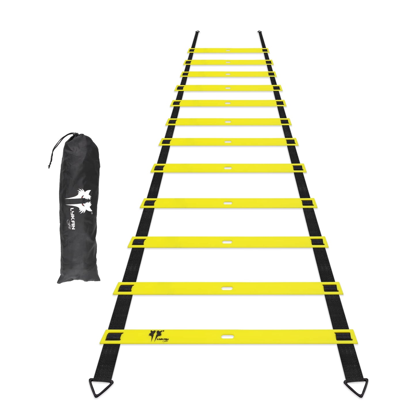 LYKAN FIT 20ft Sports Agility Ladder for Men Women and Kids, Speed Youth Soccer Agility Training Equipment for Football, Exercise, Soccer, Tennis, Legs Workout with Carry Bag (Yellow)