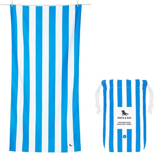Dock & Bay Beach Towel - Quick Dry & Sand Free - Compact & Lightweight - Extra Large Cabana Blue (200x90cm)