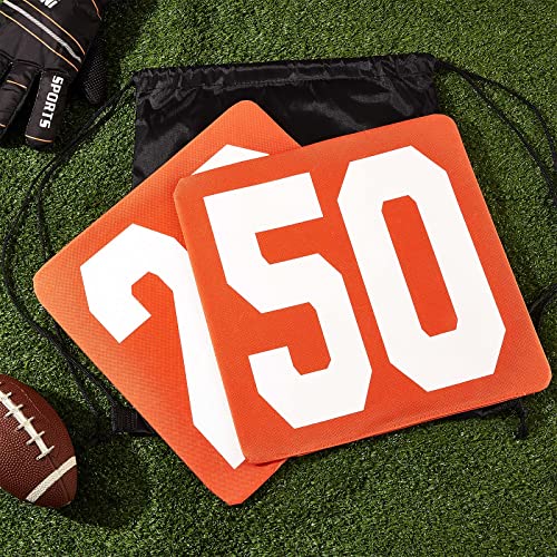 Football Yard Markers Set - 12 Inch with Carrying Bag, Classic Orange & White - 11 Pieces