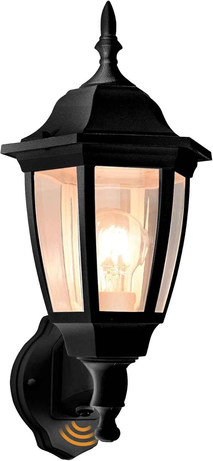Outdoor Wall Light with Dusk to Dawn Sensor - 2-Pack LED Lanterns for Porch & Garage