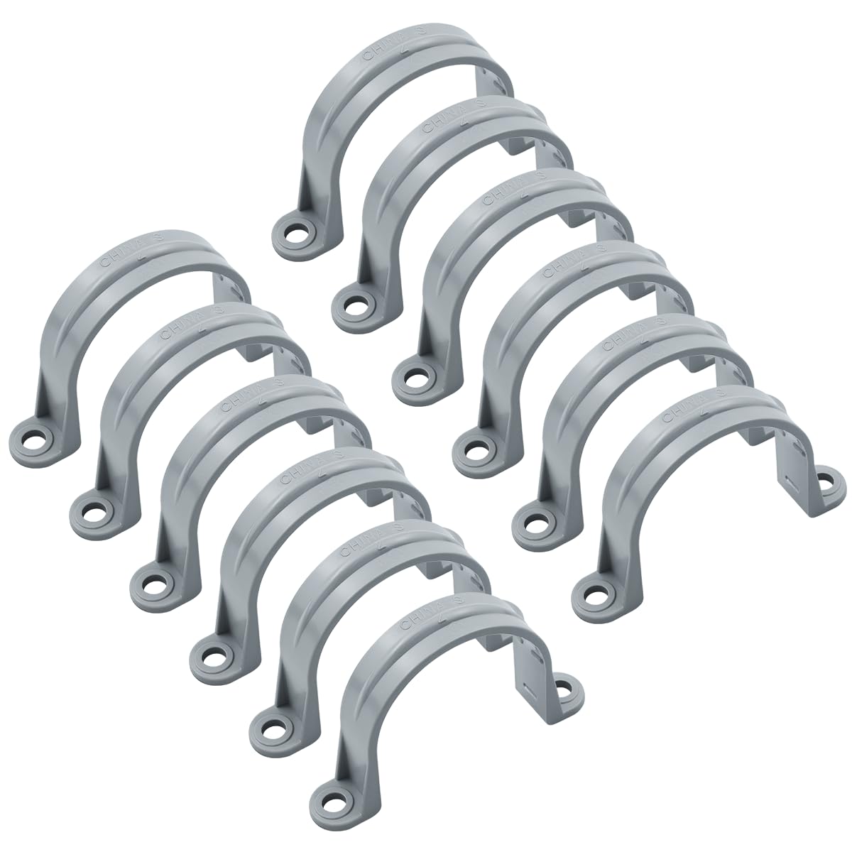 LOUZAGO 12 Pcs 2 Inch PVC Pipe Straps, 2 Holes Conduit Pipe Clamps Pipe Supports, Plastic Conduit Strap for PVC Pipes, Conduit, Cables