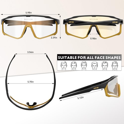 KAPVOE Photochromic Cycling Glasses Men Women Clear Mountain Bike Sunglasses MTB Sports Transition Triathlon Running - K93