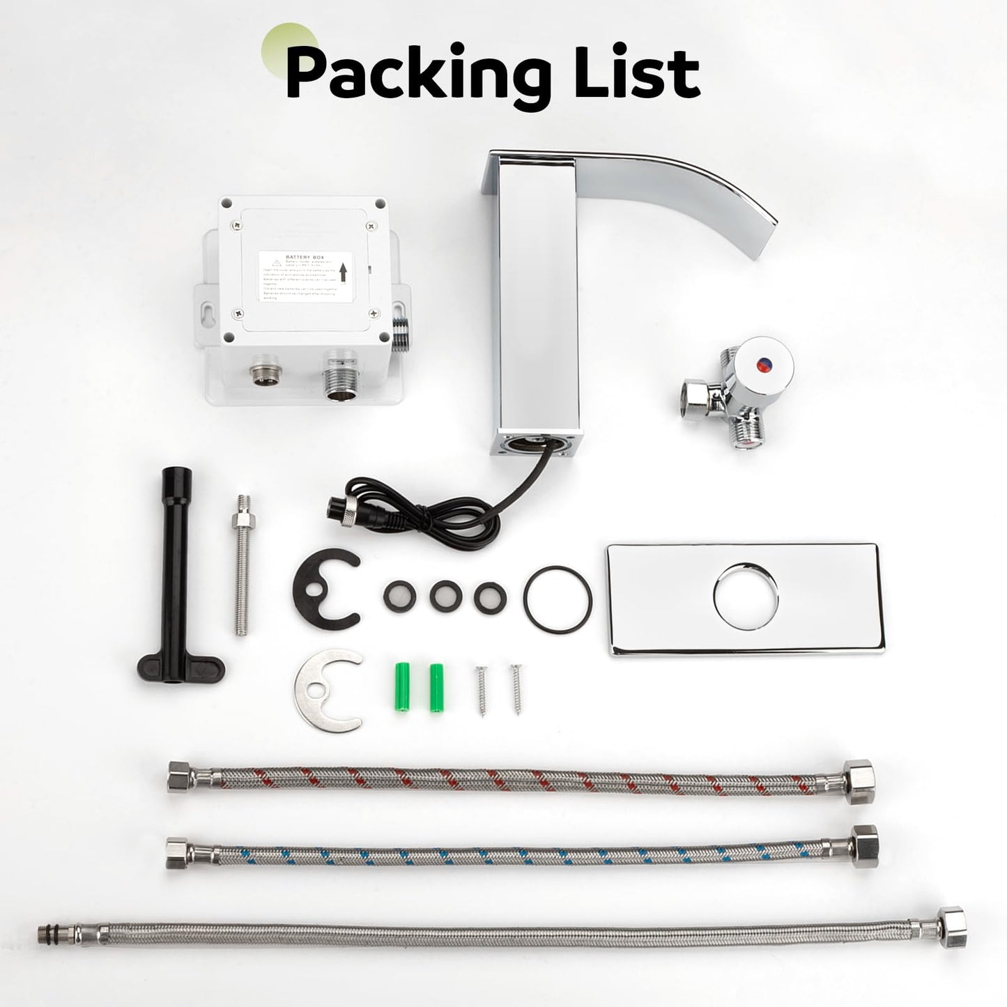 Automatic Motion Sensor Faucet with Waterfall Spout,Stainless Steel Sink Faucet with Hole Cover Plate (Regular, Chrome)