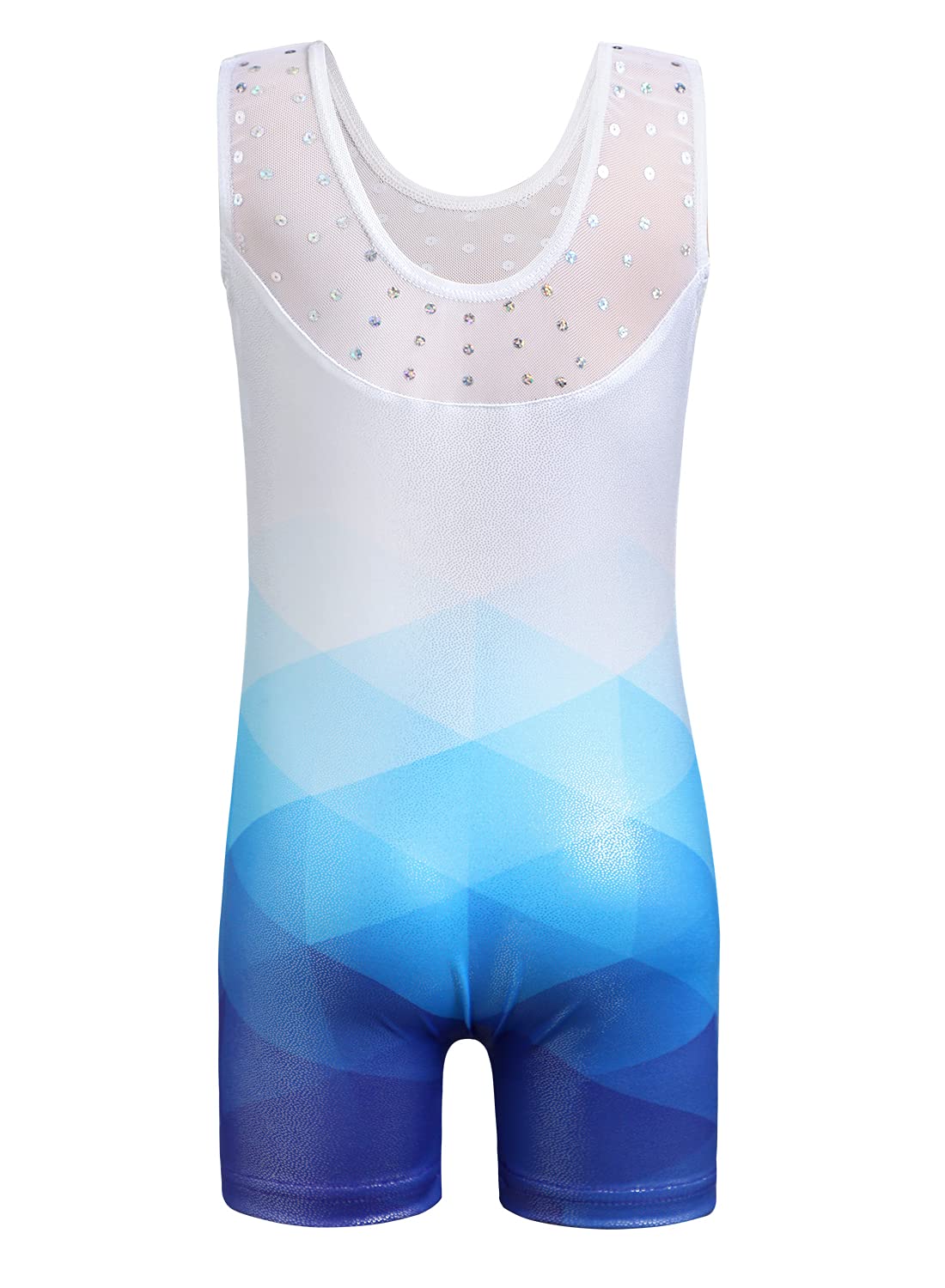 Belovance Leotards for Girls Gymnastics Unicorn Athletic Dance Wear Shiny Rainbow Blue Hotpink (White Blue, 9-10 Years)