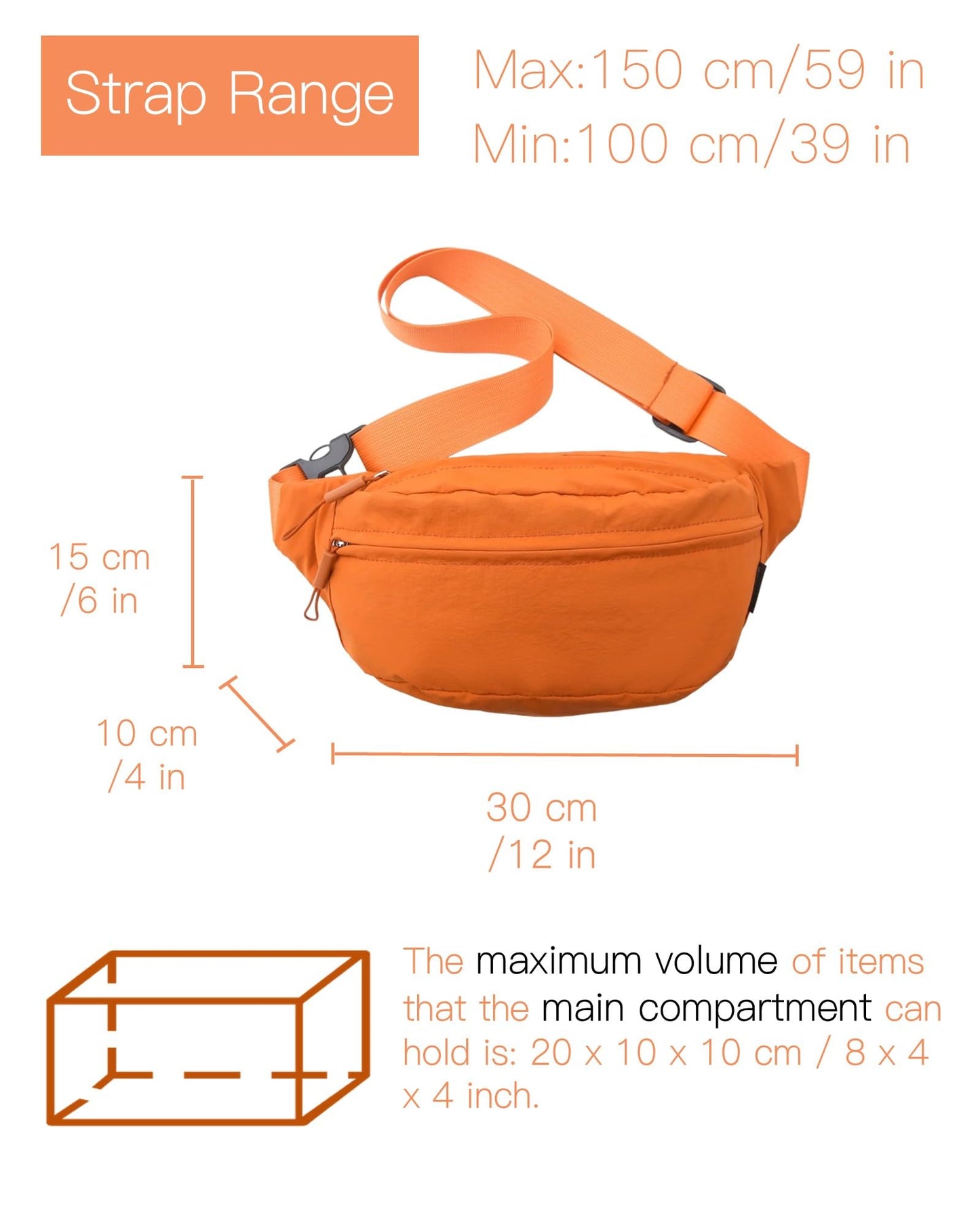 HAUMAUH Fanny Pack Women Men Waist Packs | Bum Bag Bumbag Travel Outdoors Urban Commute Festival (Orange)