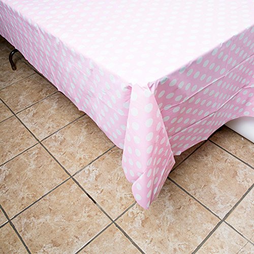 Pink Dotted Plastic Table Cover - 54" x 108" - 1 Piece