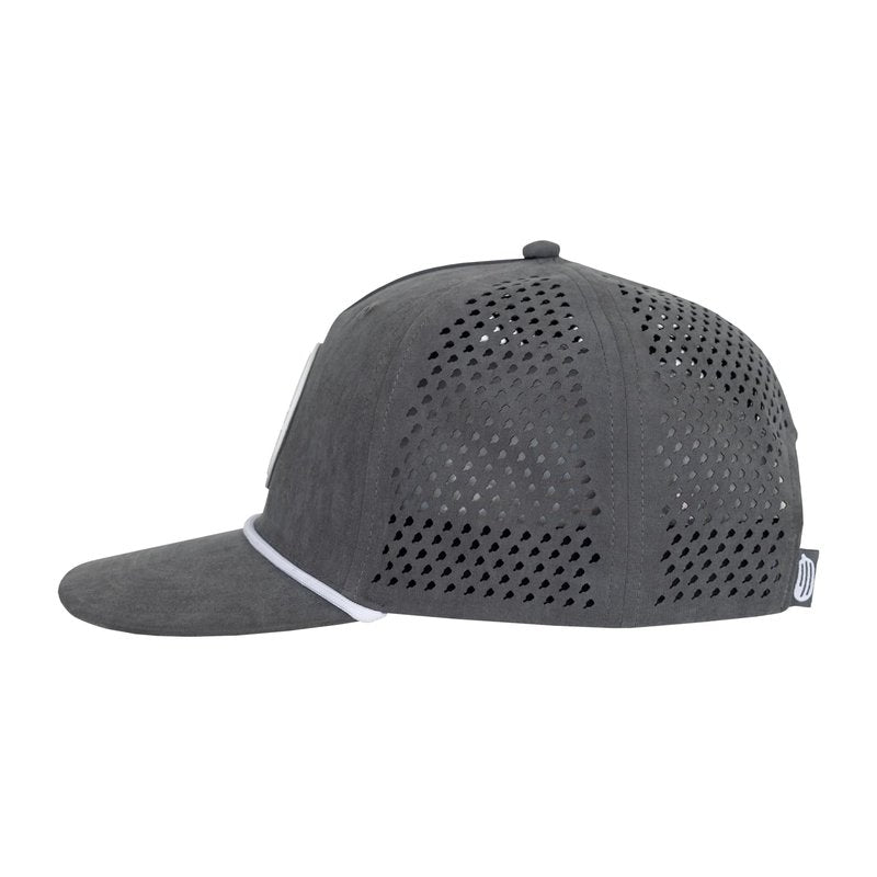 Varsity Pickle Pickleball Hat - Grey Suede Performance Rope Hat with Laser-Cut Paddles - Adjustable Fit - Pickleball Accessories