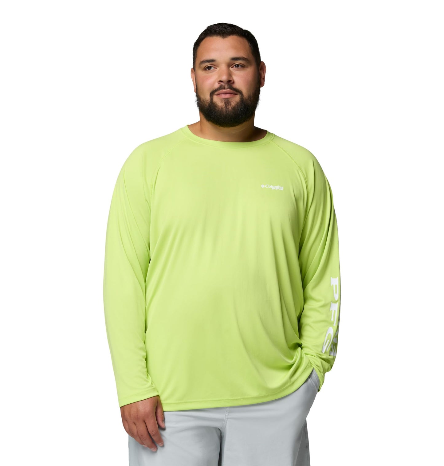 Columbia Men's PFG Terminal Tackle Long Sleeve Fishing Shirt, Voltage/White Logo, 5X