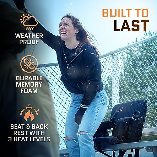 Heated Stadium Seat with Back Support - Double Heated 20"