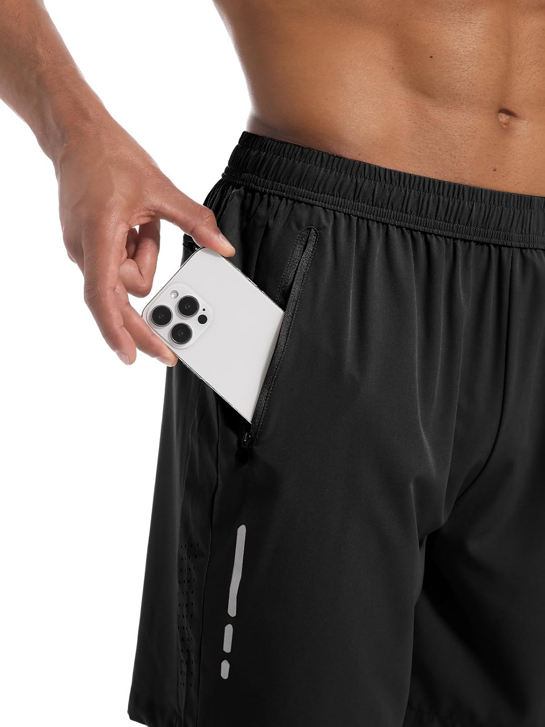 Skiennix Men's Athletic Gym Shorts - Lightweight Quick-Dry 7" Running Shorts with 3 Zipper Pockets