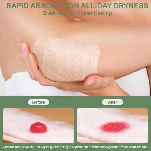 Hysimedy Silicone Adhesive Bandages Extra Large Size for Sensitive Fragile Skin 3"x4" 15 Counts Flexible Fabric Latex Free Hypoallergenic Breathable Bandages for Adhesive Allergy Wounds